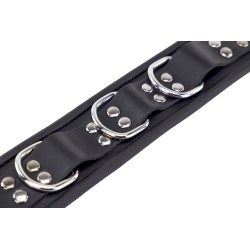 The Red Collier en cuir 3 anneaux D Noir